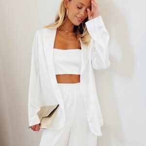 Felix Blazer - Ivory Luxe Satin